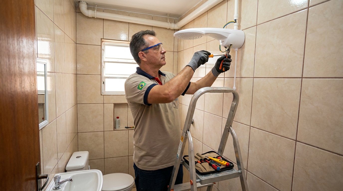 Substituição de Chuveiro Antigo em Contagem‑MG